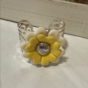 Brighton Yellow and White Flower Cuff Bracelet